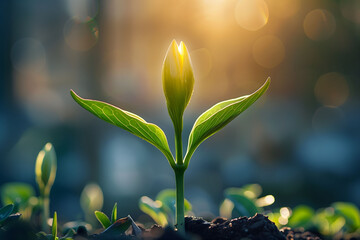 Plant Seeds Sprout in Sunlight - obrazy, fototapety, plakaty
