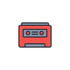 Cassette tape icon. vector.Editable stroke.linear style sign for use web design,logo.Symbol illustration.