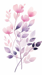 Delicate Floral Watercolor Illustration in Pastel Pink Tones