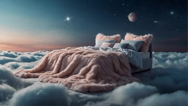 Beautiful bed in the clouds