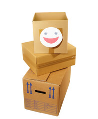 Umzugskisten offen - Kartons zum umziehen mit Smiley -Kisten transparent PNG - 740836999
