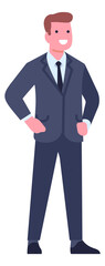Obraz premium Smiling man in suit. Corporate worker. Businessman character
