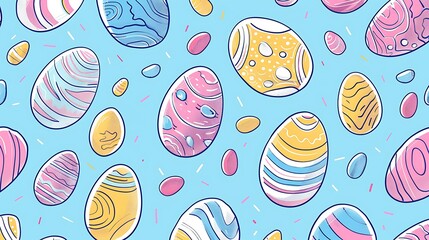 Easter holiday background wallpaper, bunny, colorful eggs pattern, colored egg, banner design, card poster