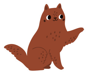 Fototapeta premium Cute cat drawing. Playful pet animal character