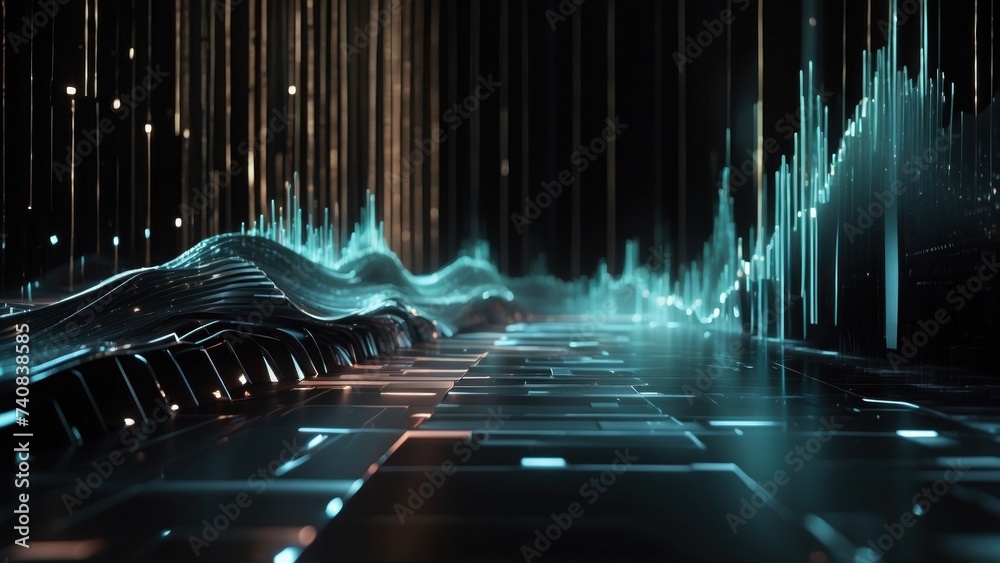Sticker digital backdrop illustrating the seamless flow of data in contemporary it environments