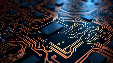 Motherboard digital chips, circuit board background
