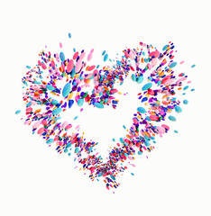 Heart shape created from colorful 3d balls and candies