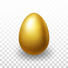 Vector realistic 3D golden egg on a transparent background.