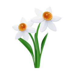 Fototapeta premium 3D Daffodil Cute Cheerful Floral Beauty. 3d illustration, 3d element, 3d rendering. 3d visualization isolated on a transparent background