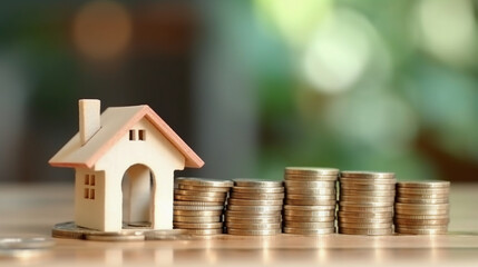 Building Wealth House Model and Coin Holder Table Display