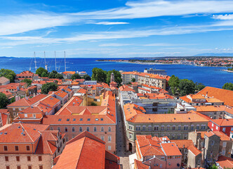 Naklejka premium Zadar, Croatia. Panoramic view of the old city from above.