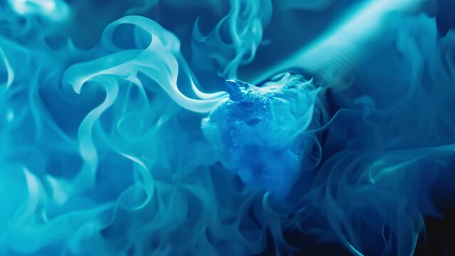 cigarette smoke, an abstract background featuring swirling blue smoke with a dynamic, fluid motion effect.
