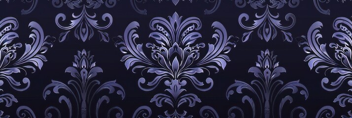 Indigo wallpaper with damask pattern