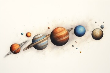 Illustration of Planets created with colored pencils. Concept Solar System, Colored Pencils, Illustration, Art, Planets