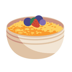 Outmeal porridge with strawberry and blueberries, healthy breakfast vector illustration