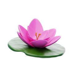 3D Water Lily Cute Serene Floral Elegance. 3d illustration, 3d element, 3d rendering. 3d visualization isolated on a transparent background