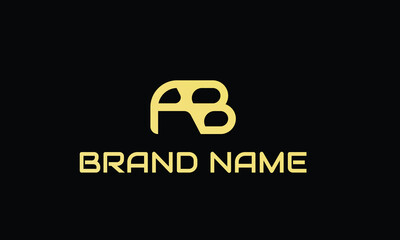 A B Logo. AB Letter Design Vector with Gold Color.