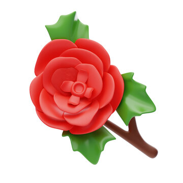 3D Begonia Cute Red Vibrant Floral Elegance. 3d illustration, 3d element, 3d rendering. 3d visualization isolated on a transparent background