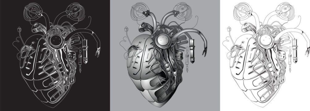 vector image of an artificial heart