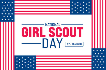 March is National Girl Scout Day background template. Holiday concept. use to background, banner, placard, card, and poster design template with text inscription and standard color. vector