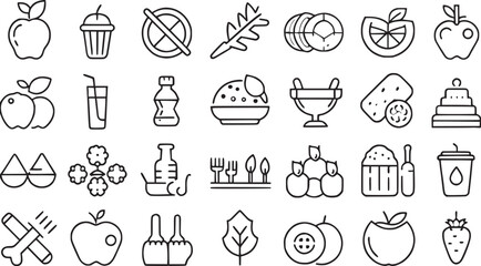 Nutrition line icons set vector collections. 