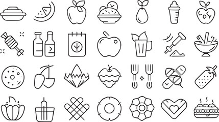 Nutrition line icons set vector collections. 
