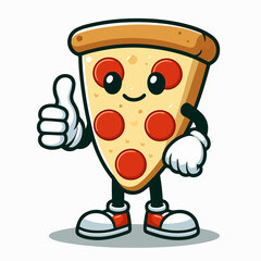illustration of a pizza chef cartoon character mascot giving a thumbs up