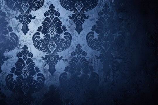 Navy Blue wallpaper with damask pattern
