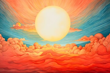 a simple drawing drawn with colored pencils Sun in the sky. Concept That sounds like a lovely theme for a drawing! Are you looking for any specific guidance or tips on creating your colored pencil dr