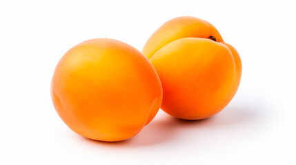 a peach with a leaf on a white background