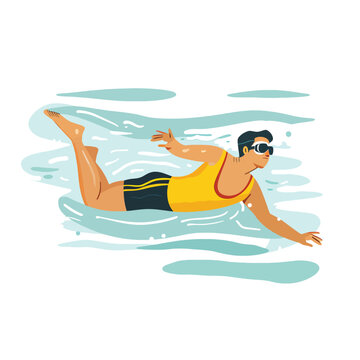 physical activity Single Person doing Swimming Flat