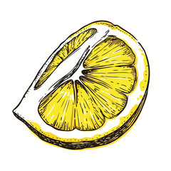 Vector Single element hand drawn lemon slice icon.