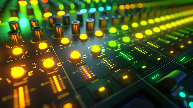 music mixer with colorful sliders