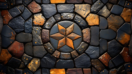 Close Up of Stone Wall With Star