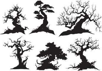 Set Trees. Hand drawn vector illustration