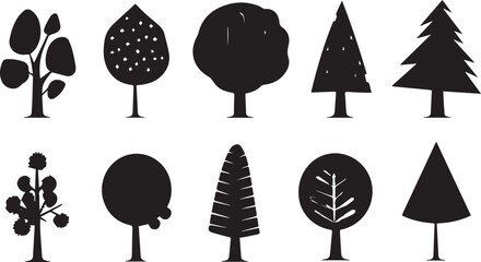 Set Trees. Hand drawn vector illustration