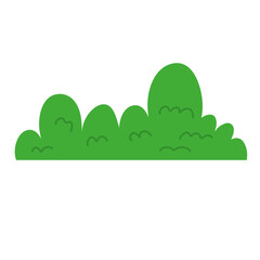 Hand drawn natural green grass bushes