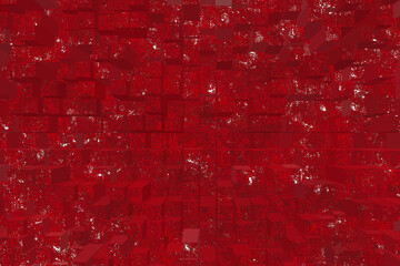 Abstract red 3d, texture wall red, square cubes red, background red, banner illustration red, textured metal red, wallpaper red, paint red, red background, red illustration, red canvas - obrazy, fototapety, plakaty