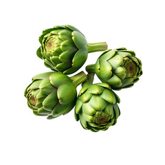 Fototapeta premium Green Artichokes, a Culinary Delight Isolated on Transparent Background
