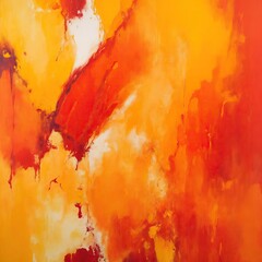 Multi colored abstract painting with bright Orange and yellow