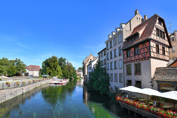 Fototapeta na wymiar Strasbourg, France, River 'III' in old historic Petite France quarter
