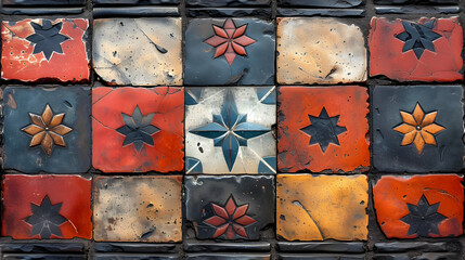 Vibrant Tiled Wall Close-Up