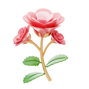 3D Begonia Flower Model Three Blossoms. 3d illustration, 3d element, 3d rendering. 3d visualization isolated on a transparent background