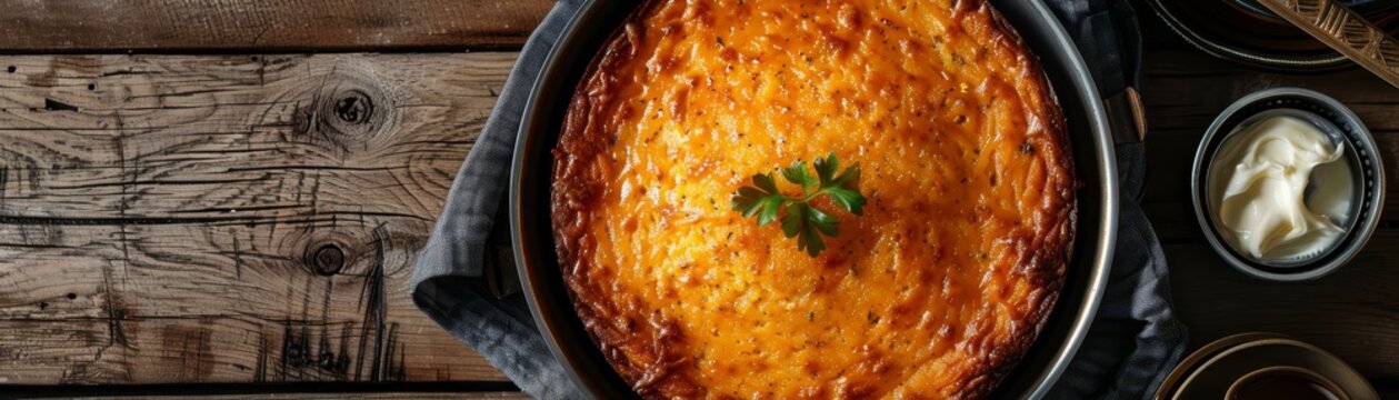 Cornbread, jalapeno cheddar, baked in a silver skillet, served with whipped honey butter, Southern elegance