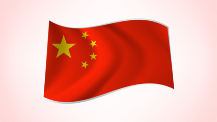 National Flag of China - Waving National Flag of China - China Flag Illustration