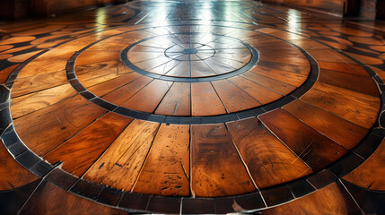 Wooden Floor With Circular Design