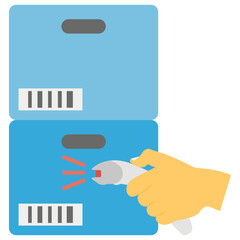 Flat detailed icon of a barcode scanning 