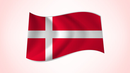National Flag of Denmark - Waving National Flag of Denmark - Denmark Flag Illustration