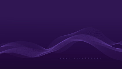 Purple background with flowing wave lines. Futuristic technology concept. Vector illustration