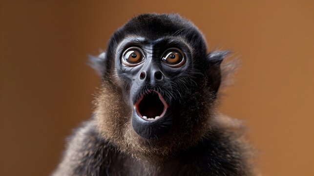 Surprised Monkey Portrait in Woodland Habitat